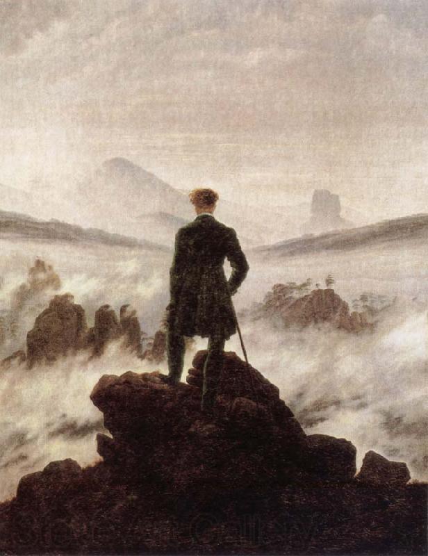 Caspar David Friedrich Wanderer Watching a sea of fog Norge oil painting art